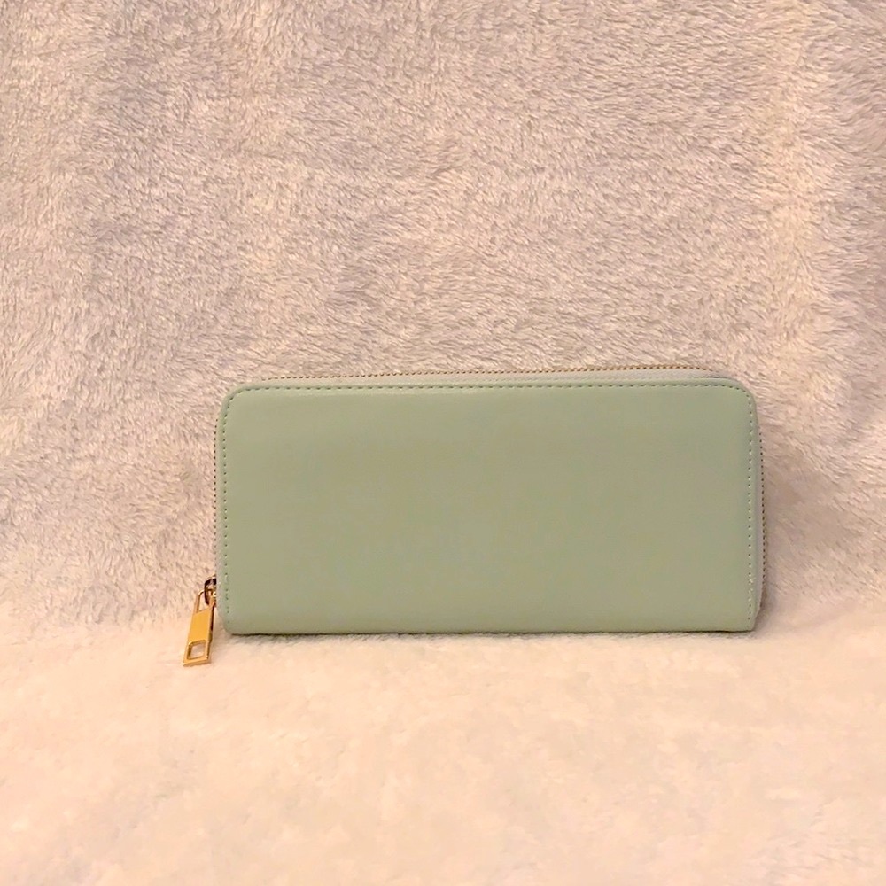 Mint Green Faux Leather Zip Wallet